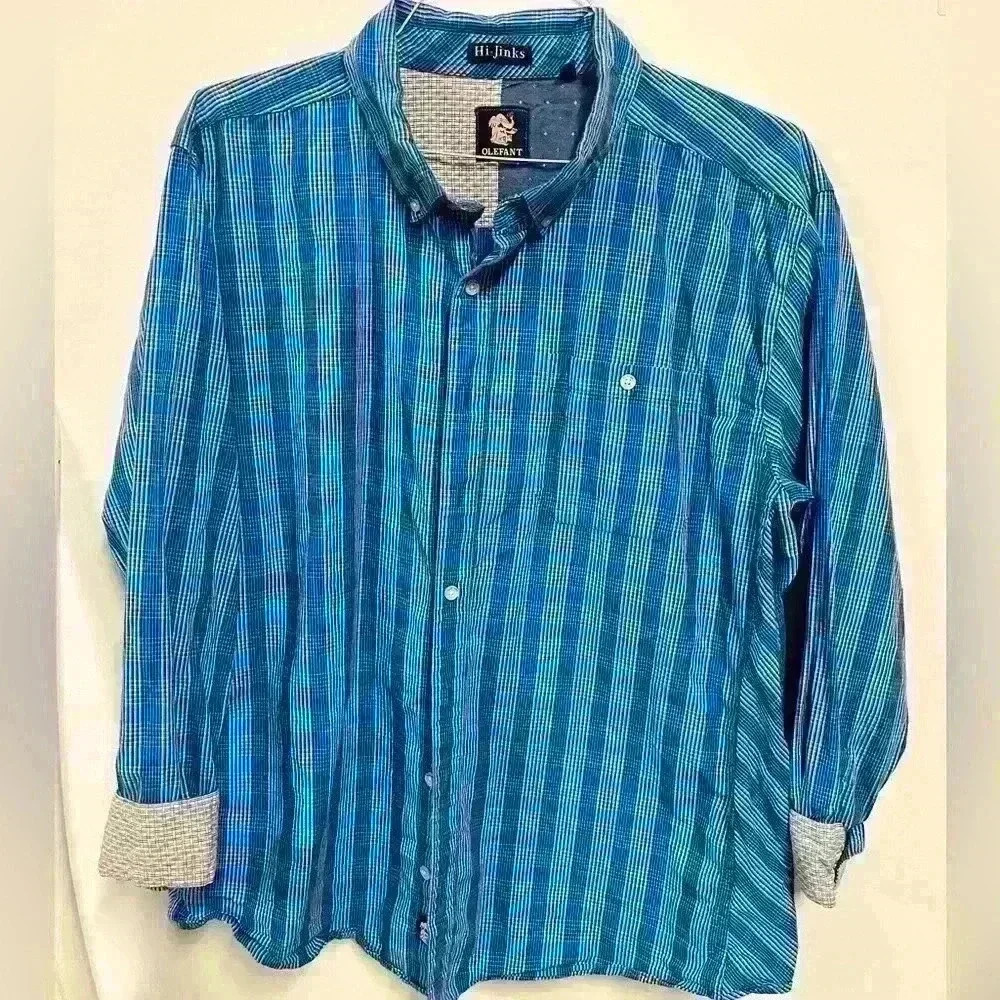 Hi-Jinks Olefant brand long sleeve cotton button down men’s shirt - size XL